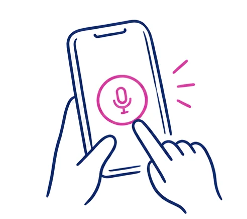 A hand placing a phone to start recording